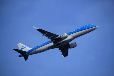Amsterdam Hollanda - 4 Mart 2018: Ph-Exd KIM Cityhopper Embraer Erj-190