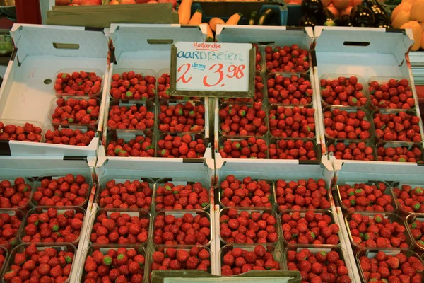 Strawberries on display — Stock Photo, Image