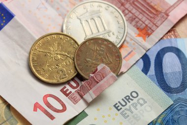 yırtık euro Not ve vintage Yunanca demir