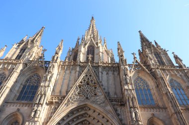 Barselona, İspanya - 29 Eylül 2019: Gotik Katedral Barselona