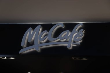Amsterdam the Netherlands - July 22nd 2018: McCafe coffee counter logo