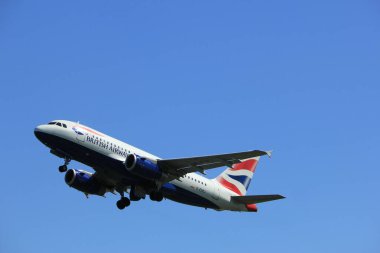 Amsterdam Hollanda - 4 Mayıs 2018: G-Eupj British Airways Airbus A319