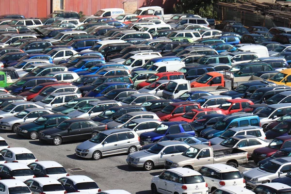 Savona, Italy - september 26th 2019:Cars near a harbor — 스톡 사진