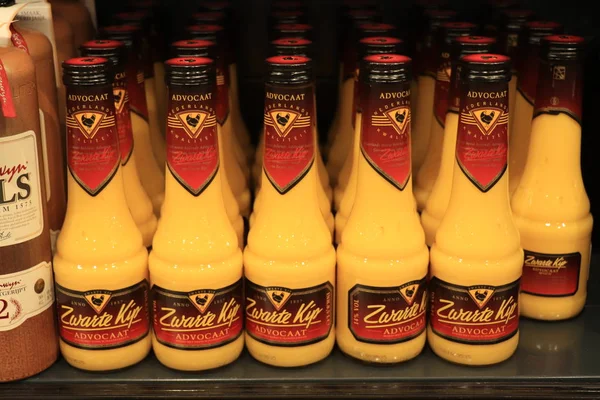 Beverwijk, the Netherlands, december 15th 2018: b Advocaat bottles in liquor store — Stock Photo, Image