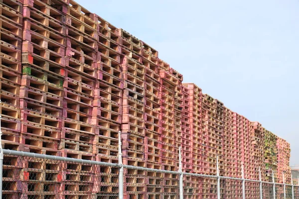 Stacked Wooden Pallets Pallet Storage — Stock Photo, Image