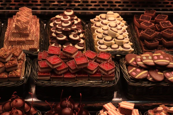 Lussuose Praline Cioccolato Mercato Barcellona Spagna — Foto Stock