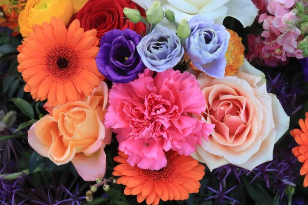 Цветной Свадебный Букет Оранжевом Фиолетовом — стоковое фото