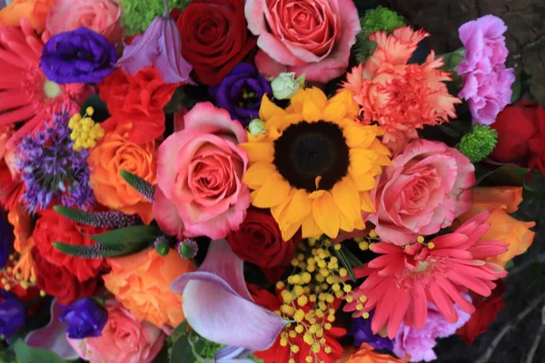 Fleurs Colorées Dans Grand Bouquet Mixte — Photo