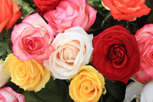 Mixed Rose Bouquet Big Roses Bright Colors — Stock Photo, Image