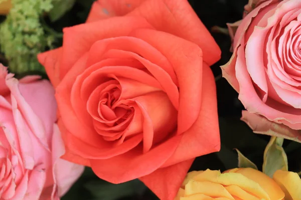 Ramo Rosas Mixtas Rosas Grandes Colores Brillantes —  Fotos de Stock