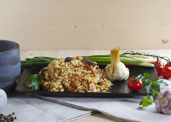 Pilaf mit Fleisch Stockfoto