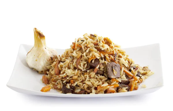 Pilaf with meat Stock Photo