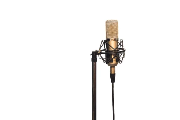 Microphone à condensateur avec câble, amortisseur et support isolé sur blanc Images De Stock Libres De Droits