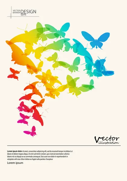 Fundo de cor abstrato com formas de borboleta . —  Vetores de Stock