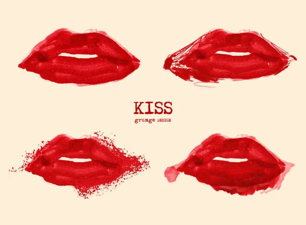 Hermosos labios rojos establecidos en blanco — Vector de stock