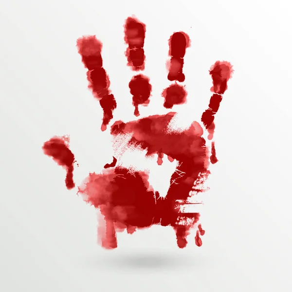 Vector rode verf menselijke hand — Stockvector