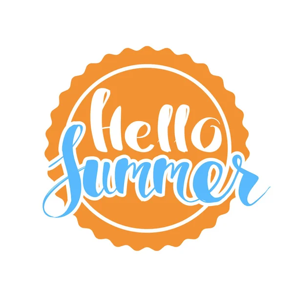 Hola verano en círculo de color . — Vector de stock