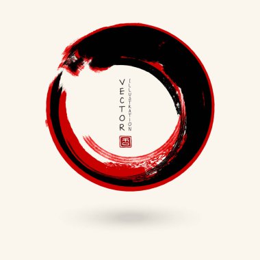 Siyah ve kırmızı mürekkep yuvarlak kontur