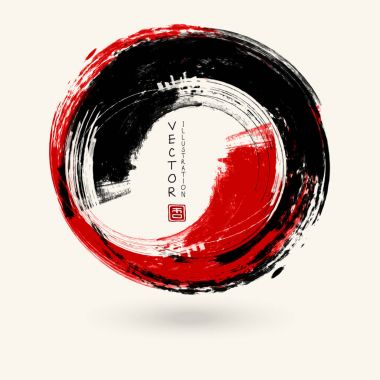 Siyah ve kırmızı mürekkep yuvarlak kontur