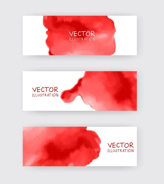 Bannières rouges serties de peinture abstraite à l'encre noire — Image vectorielle