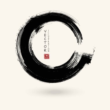 Siyah mürekkep yuvarlak beyaz vuruş