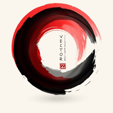 Siyah ve kırmızı mürekkep yuvarlak kontur