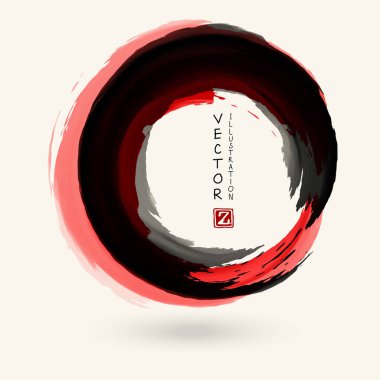 Siyah ve kırmızı mürekkep yuvarlak kontur