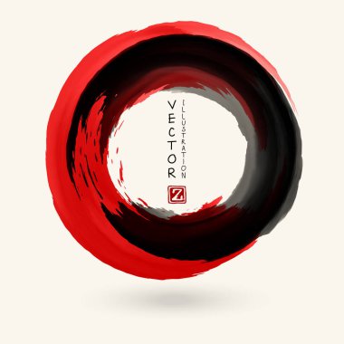 Siyah ve kırmızı mürekkep yuvarlak kontur