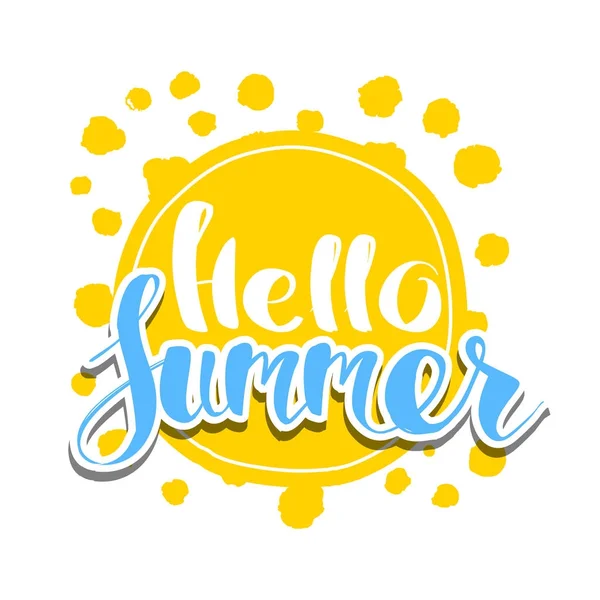 Hello Summer on color circle. — Stock Vector