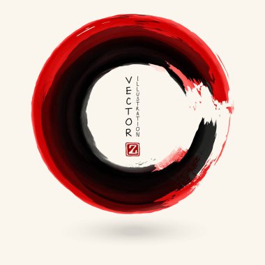 Siyah ve kırmızı mürekkep yuvarlak kontur