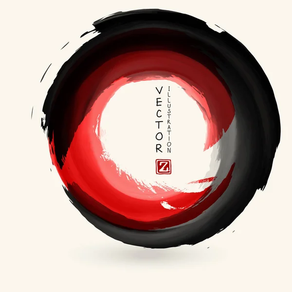 Atrament czarny i czerwony okrągły obrysu — Wektor stockowy