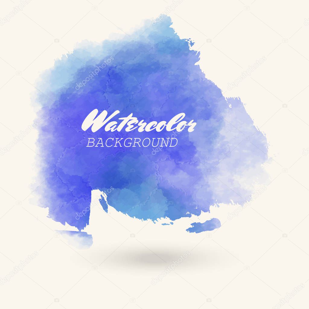 Blue watercolor hand drawn isolated vector