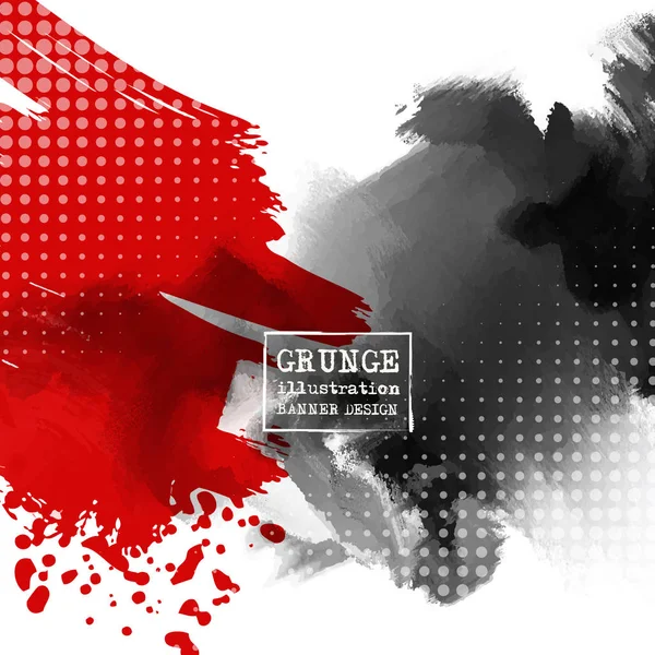 Red and black abstract background with ink splats — Stock Vector