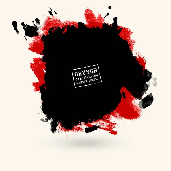 Vektor Fekete Piros Színt Ecsetvonásokkal Akvarell Fekete Fehér Grunge Elemek — Stock Vector