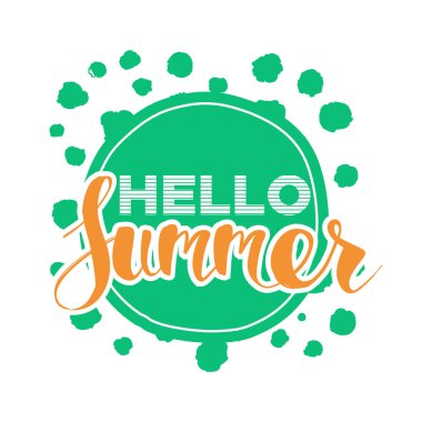 Merhaba renk çemberi yaz. Tipografik Tasarım etiket izole. Logo, şablonlar, davet için yazı, tebrik kartı, baskılar ve posterler sezon tatil. The Beach parti tadını çıkarın