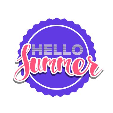 Merhaba renk çemberi yaz. Tipografik Tasarım etiket izole. Logo, şablonlar, davet için yazı, tebrik kartı, baskılar ve posterler sezon tatil. The Beach parti tadını çıkarın