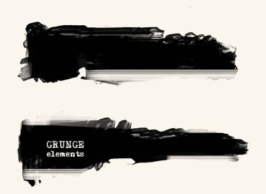 Siyah fırça darbelerinin vektör kümesi. Grunge yalıtılmış elementler Tasarımın için duman fırçası. Serbest yazım. Suluboya sıçraması. Akrilik damga. Vektör illüstrasyonu