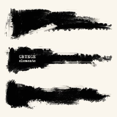 Siyah fırça darbelerinin vektör kümesi. Grunge yalıtılmış elementler Tasarımın için duman fırçası. Serbest yazım. Suluboya sıçraması. Akrilik damga. Vektör illüstrasyonu