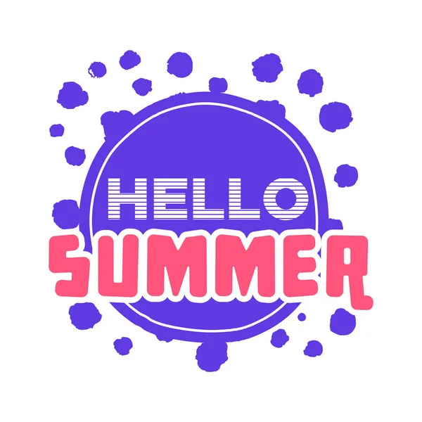 Hello Summer Color Circle Isolated Typographic Design Label Season Holidays — Stock Vector