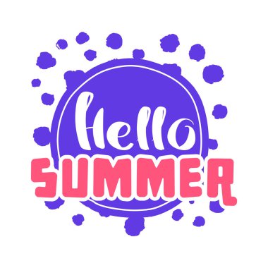 Merhaba renk çemberi yaz. Tipografik Tasarım etiket izole. Logo, şablonlar, davet için yazı, tebrik kartı, baskılar ve posterler sezon tatil. The Beach parti tadını çıkarın