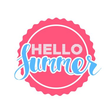 Merhaba renk çemberi yaz. Tipografik Tasarım etiket izole. Logo, şablonlar, davet için yazı, tebrik kartı, baskılar ve posterler sezon tatil. The Beach parti tadını çıkarın