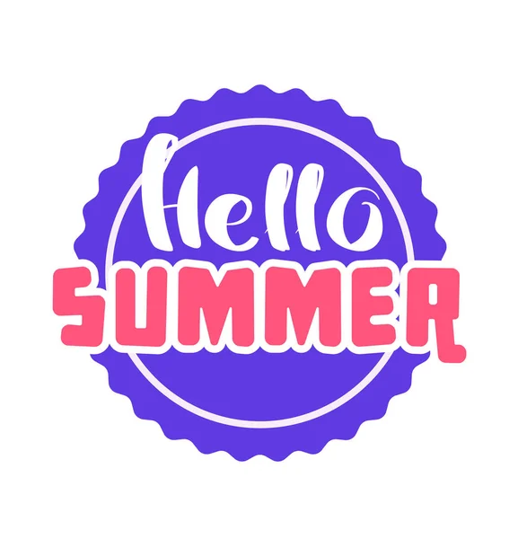 Hello Summer Цветном Круге Изолированная Этикетка Типографского Дизайна Season Holidays — стоковый вектор