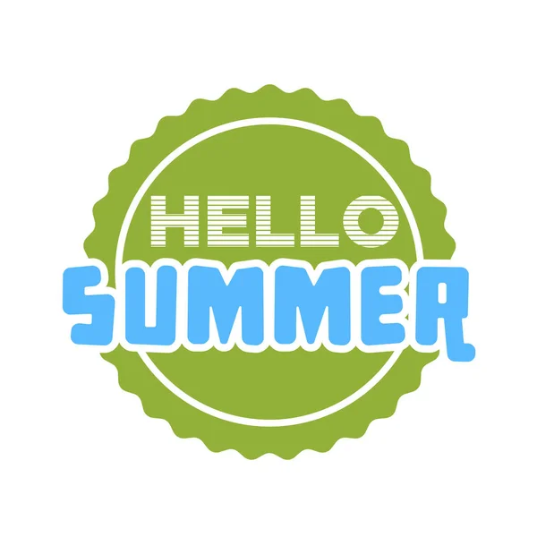 Olá Summer Círculo Cores Etiqueta Tipográfica Isolada Projeto Temporada Férias —  Vetores de Stock