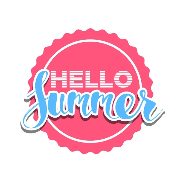 Hello Summer Color Circle Isolated Typographic Design Label Season Holidays — Stock Vector