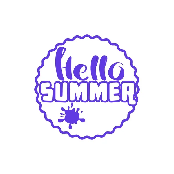 Olá Summer Círculo Cores Etiqueta Tipográfica Isolada Projeto Temporada Férias —  Vetores de Stock