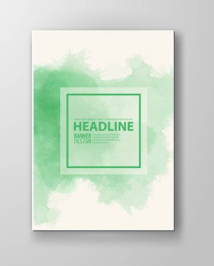 Sulu Boya yeşil renk tasarım afiş. Vektör çizim