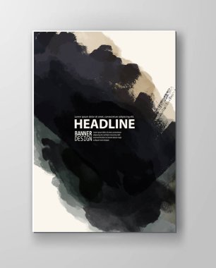 Vektör poster uyarıları sıçraması ve BLOB'lar siyah mürekkep boya farklı şekillerde damlar üzerinde izole beyaz