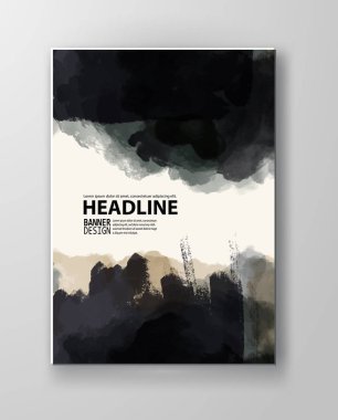 Vektör poster uyarıları sıçraması ve BLOB'lar siyah mürekkep boya farklı şekillerde damlar üzerinde izole beyaz