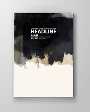 Vektör poster uyarıları sıçraması ve BLOB'lar siyah mürekkep boya farklı şekillerde damlar üzerinde izole beyaz