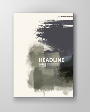 Boyalı grunge poster öğesi. Haki mürekkep vektör afiş izole üzerinde beyaz lekeler. Arka tasarımı için. El vektör çizim beyaz zemin üzerine çekilmiş. Fırça konturları vektör.